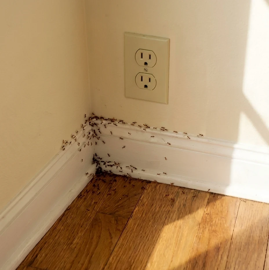 Test space: dining-room corner on an exterior wall