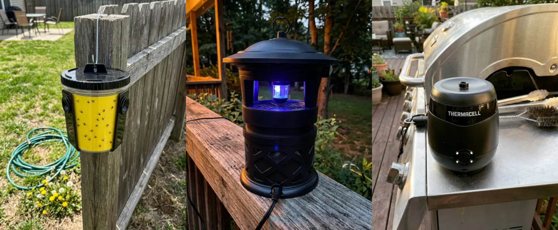HelloPest Mosquito Trap vs DynaTrap vs Thermacell head-to-head in three outdoor test zones