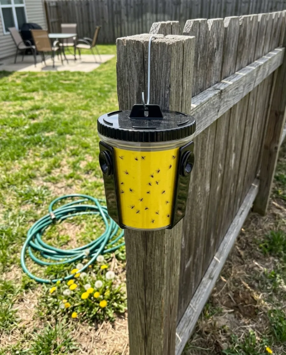 HelloPest Mosquito Trap deployed by the patio