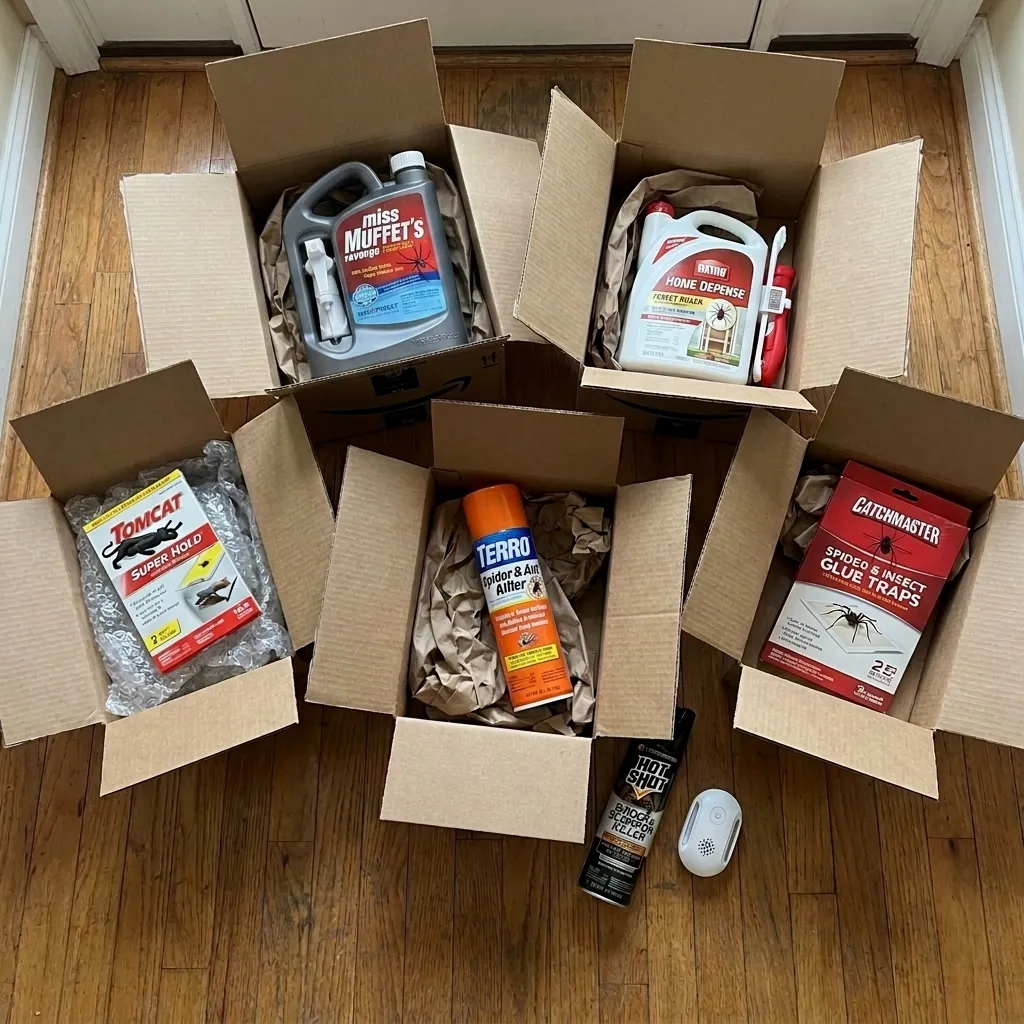 All the spider repellents I ordered, arrived in their delivery boxes